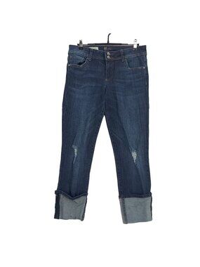 Kut from the Kloth Size 4 Cameron Straight Leg Cropped Cuffed Stretch Jeans Blue